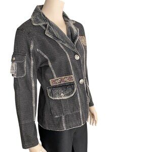 Parsley & Sage Charcoal Washed Denim Blazer Sz S